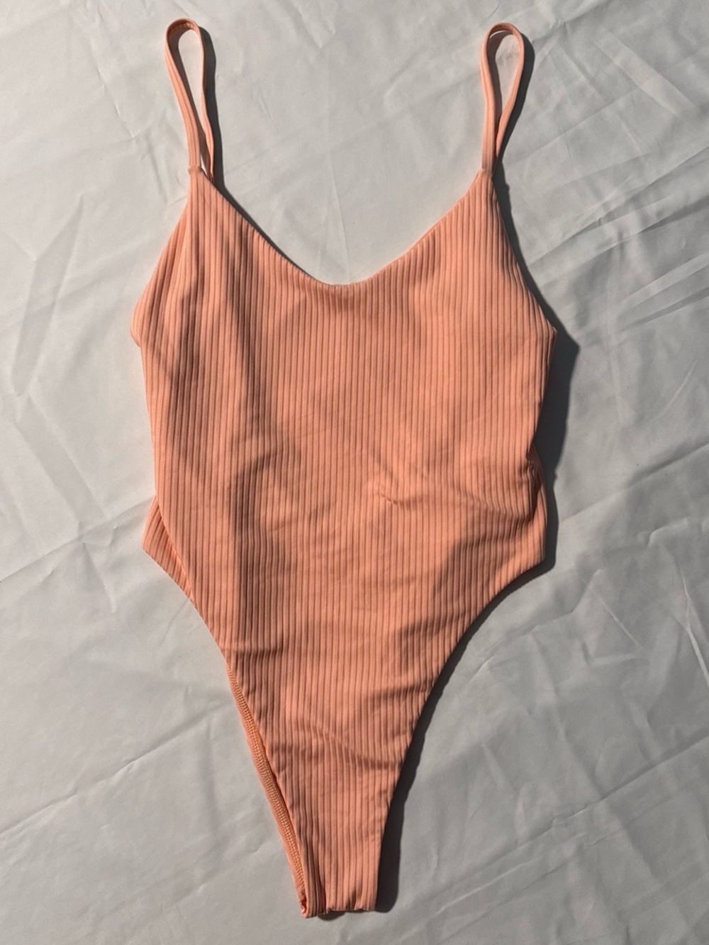 Vitamin A Peach Ribbed One-Piece Swimsuit